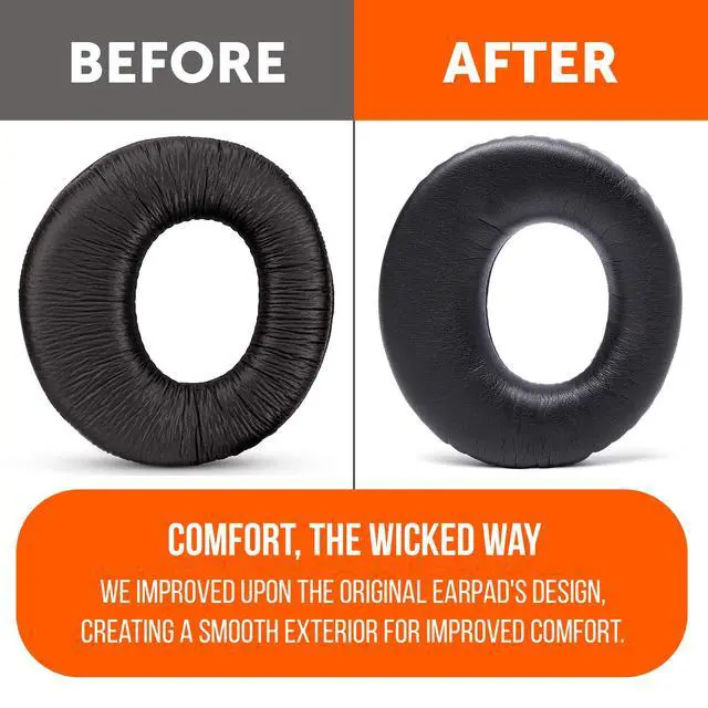 Alt view image 3 of 7 - Replacement Ear Pads for Sony MDR-RF985R RF970 RF970RK RF960RK RF960R RF925RK & MDR-DS6500 Headphones | Softer Leather, Luxurious Memory Foam, Added Thickness, Enhanced Noise Isolation | Black