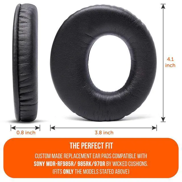 Alt view image 2 of 7 - Replacement Ear Pads for Sony MDR-RF985R RF970 RF970RK RF960RK RF960R RF925RK & MDR-DS6500 Headphones | Softer Leather, Luxurious Memory Foam, Added Thickness, Enhanced Noise Isolation | Black