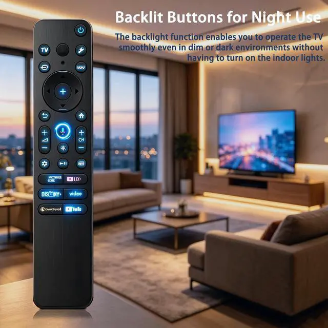 Alt view image 6 of 7 - RMF-TX920U Voice Remote Control Compatible with Sony Bravia/Google TVs | Backlit Voice Remote for Bravia 7, 8, 9 OLED 4K Ultra HD 2024 2025 2026, K55XR80, K65XR80, K77XR80