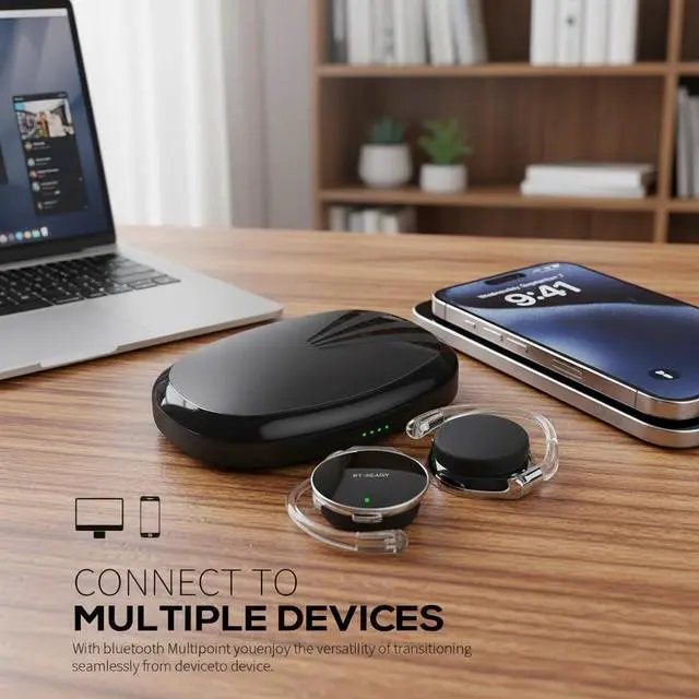 Alt view image 6 of 7 - Wireless Open Ear Headphones with Ear Hook, Bluetooth 5.4, Clip-On Design | Dual Device Simultaneous Connection, Lightweight Earbuds for Sports, Running, Gym