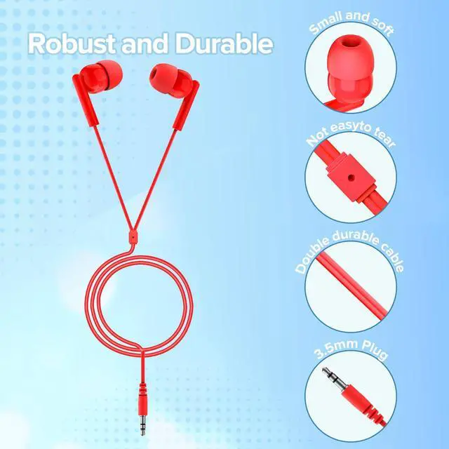 Alt view image 3 of 7 - Bulk Earbuds 100 Pack | Basic Ear Bud,10 Colors Dot in-Ear Earphones,Disposable Headphones,Class Set for Students,Earphones for Kids, School,Classroom,Library,Wired Earbuds(YS103)