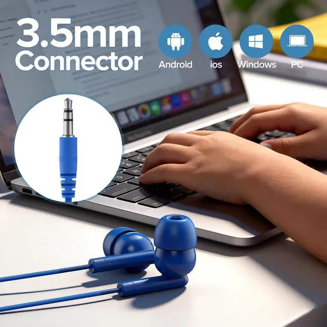 Alt view image 4 of 7 - Bulk Earbuds 100 Pack | Basic Ear Bud,10 Colors Dot in-Ear Earphones,Disposable Headphones,Class Set for Students,Earphones for Kids, School,Classroom,Library,Wired Earbuds(YS103)