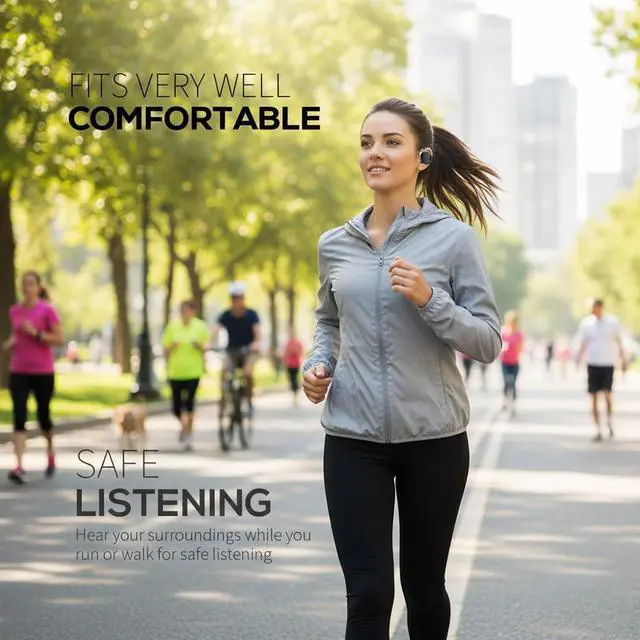 Alt view image 7 of 7 - Wireless Open Ear Headphones with Ear Hook, Bluetooth 5.4, Clip-On Design | Dual Device Simultaneous Connection, Lightweight Earbuds for Sports, Running, Gym