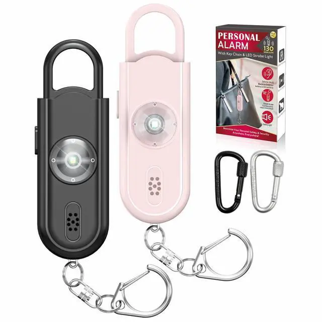 Main image of Safe Sound Personal Alarm, 2 Pack 130 dB Loud Siren Song Emergency Security Alarm Keychain with Strobe LED Light, Personal Sound Safety Siren for Women, Men, Children, Elderly