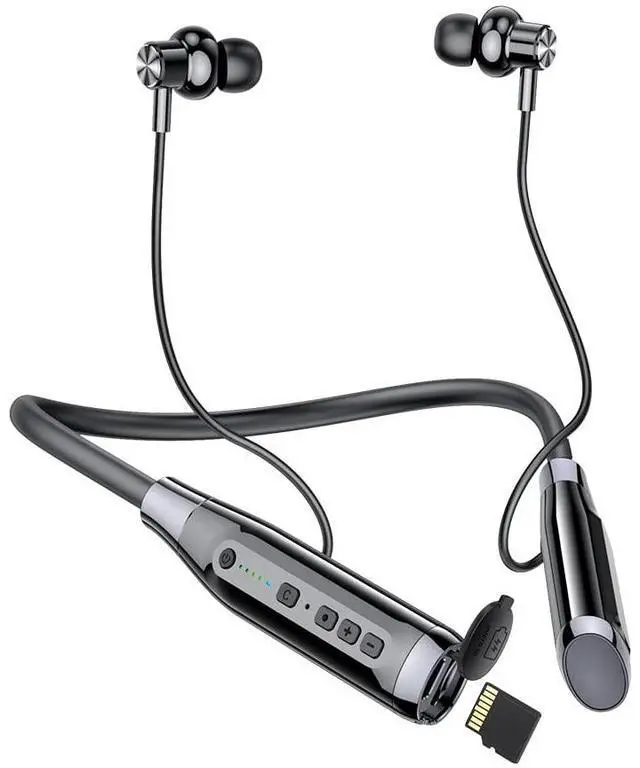 Main image of 100H Playtime Wireless Bluetooth Headphones with TF Card Slot | Neckband Bluetooth Earphones Wireless Earbuds, Running Wireless Earbuds Bluetooth for Sports, Home Office, Video Conference