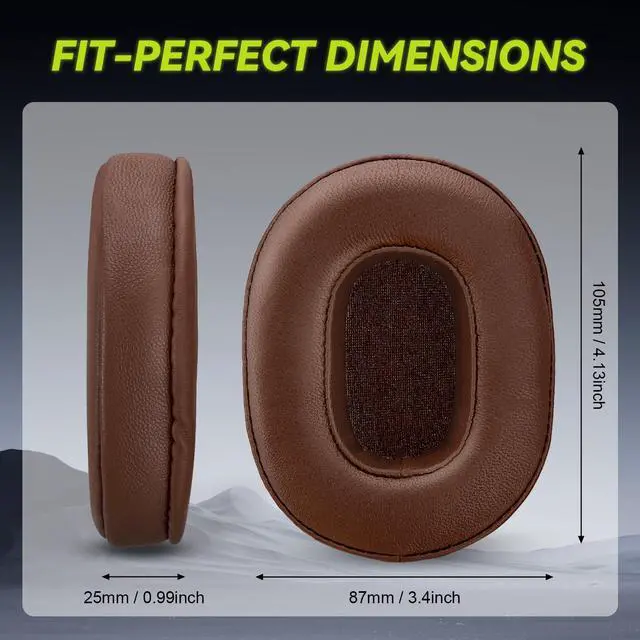 Alt view image 2 of 7 - Genuine Leather Ear Pads Cushions for Audio-Technica ATH MSR-7, Headset Earpads Covers for M50X M40X M30X M20X, HyperX Cloud, SteelSeries Arctis 1 3 5 7 9 9X Pro Prime, Stealth 600 & More