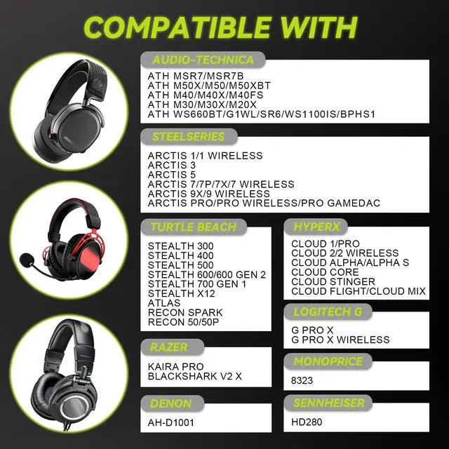 Alt view image 3 of 7 - Genuine Leather Ear Pads Cushions for Audio-Technica ATH MSR-7, Headset Earpads Covers for M50X M40X M30X M20X, HyperX Cloud, SteelSeries Arctis 1 3 5 7 9 9X Pro Prime, Stealth 600 & More