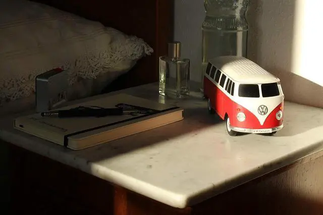 Alt view image 6 of 7 - VW Collection - T1 Bus Camper Portable Bluetooth Speaker, Mini USB | Volkswagen Portable Bluetooth Speaker, Mini USB, LED Headlights, USB Charging Cable, 3.5 mm AUX, 5h Battery Life, Red