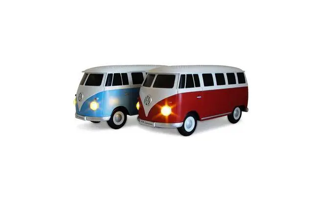 Alt view image 7 of 7 - VW Collection - T1 Bus Camper Portable Bluetooth Speaker, Mini USB | Volkswagen Portable Bluetooth Speaker, Mini USB, LED Headlights, USB Charging Cable, 3.5 mm AUX, 5h Battery Life, Red