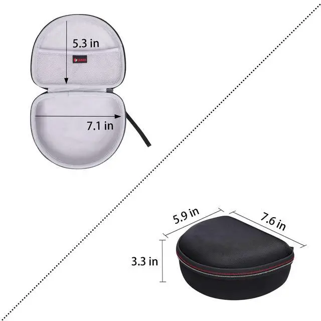 Alt view image 4 of 6 - Headphone Case Compatible with Beats Studio Pro/Solo 4 / Studio 3 / Solo 3 / Picun B8 / BERIBES/JLab JBuds Lux ANC Wireless Bluetooth Noise Cancelling HeadphonesOuter Black+Inner Grey