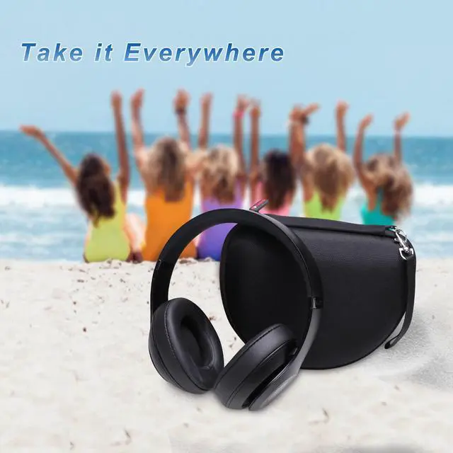 Alt view image 6 of 6 - Headphone Case Compatible with Beats Studio Pro/Solo 4 / Studio 3 / Solo 3 / Picun B8 / BERIBES/JLab JBuds Lux ANC Wireless Bluetooth Noise Cancelling HeadphonesOuter Black+Inner Grey