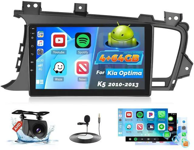 Main image of 4+64G Android 15 Car Radio for Kia Optima K5 2010 2011 2012 2013, 9 inch IPS Touch Screen for Optima K5 Car Stereo Wireless CarPlay Android Auto Bluetooth 5.0 32EQ DSP 1280 * 720 GPS SWC