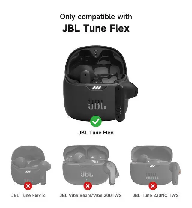 Alt view image 2 of 6 - Magnetic Bumper Case Compatible with JBL Tune Flex Earbuds, Rugged Shockproof Protective Covers for JBL Tune Flex with Magnetic Lid Lock & Carabiner & Cleaning Kit & Removal Tool, Purple