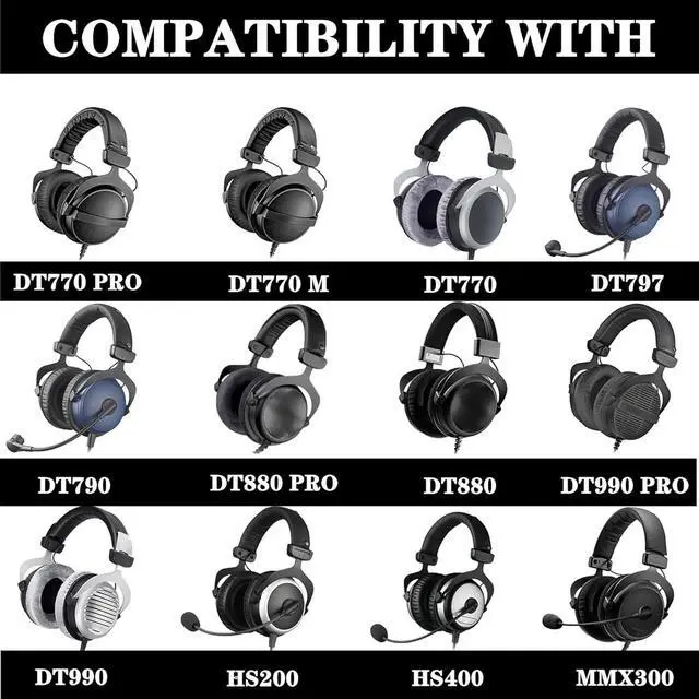 Alt view image 2 of 6 - DT770 PRO Replacement Ear Pads for Beyerdynamic MMX300 DT770 Cushions | for DT880, DT990, DT 880 PRO, DT 990 PRO,Custom One Pro Headphones Headband with Soft Velvet Covers -Black