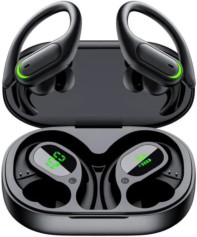 Main image of Wireless Earbuds, Sports Bluetooth 5.4 Headphones, Digital Display, Bass Sound 60Hrs Playtime, Over-Ear Hook with Mic, Fast Charging Digital Display IPX7 Waterproof Earphones for Running/Sports