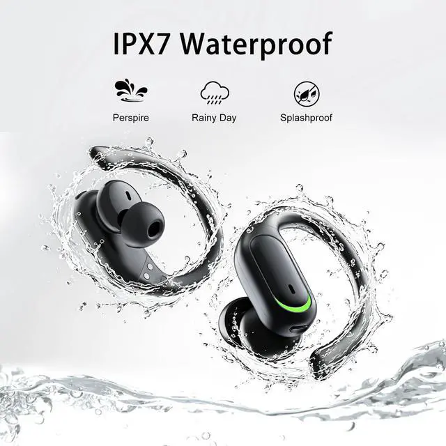 Alt view image 6 of 7 - Wireless Earbuds, Sports Bluetooth 5.4 Headphones, Digital Display, Bass Sound 60Hrs Playtime, Over-Ear Hook with Mic, Fast Charging Digital Display IPX7 Waterproof Earphones for Running/Sports