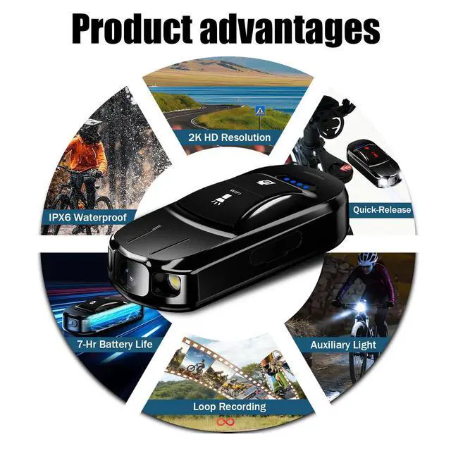 Alt view image 4 of 7 - Bike Camera Small Thumb Action Camera, IPX6 Waterproof, Wireless, with Bike Mount, for Cycling, Sports, Vlogging & Content Creation (Black)