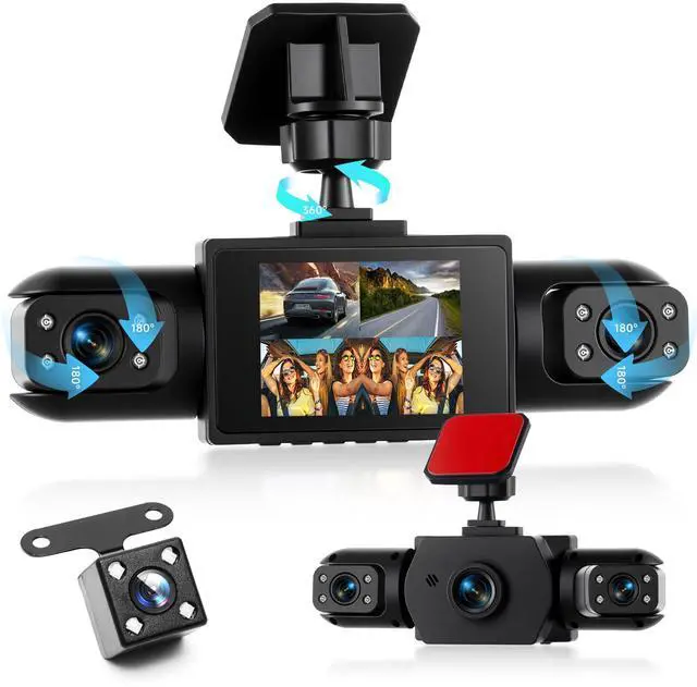 Main image of 4 Channel 360 Dash Cam Front and Rear Inside Left Right, Dash Camera for Cars, Built-in Night Vision, Sensitive Motion Detection 24/7 Recording Parking Mode Monitor Reversing Help