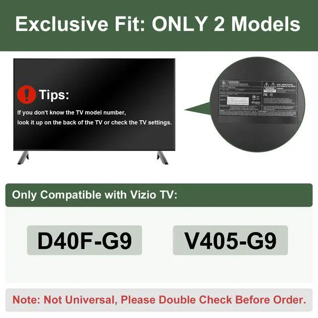 Alt view image 2 of 7 - No-Drill TV Stand Legs Exclusive for Vizio D40F-G9 V405-G9, Only for Vizio TV Replacement Stand We Listed, Not for Other Models, w/All Screws, Instructions & Non-Slip Pads
