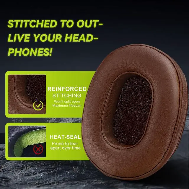 Alt view image 5 of 7 - Genuine Leather Ear Pads Cushions for Audio-Technica ATH MSR-7, Headset Earpads Covers for M50X M40X M30X M20X, HyperX Cloud, SteelSeries Arctis 1 3 5 7 9 9X Pro Prime, Stealth 600 & More