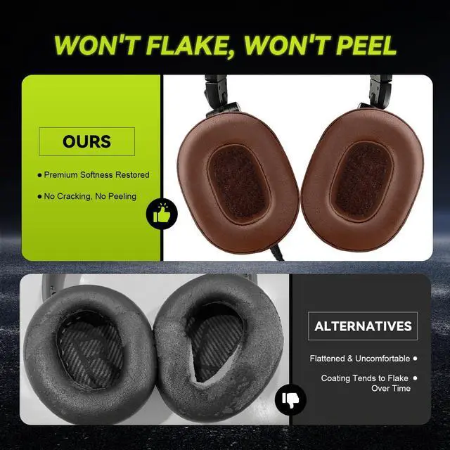 Alt view image 7 of 7 - Genuine Leather Ear Pads Cushions for Audio-Technica ATH MSR-7, Headset Earpads Covers for M50X M40X M30X M20X, HyperX Cloud, SteelSeries Arctis 1 3 5 7 9 9X Pro Prime, Stealth 600 & More