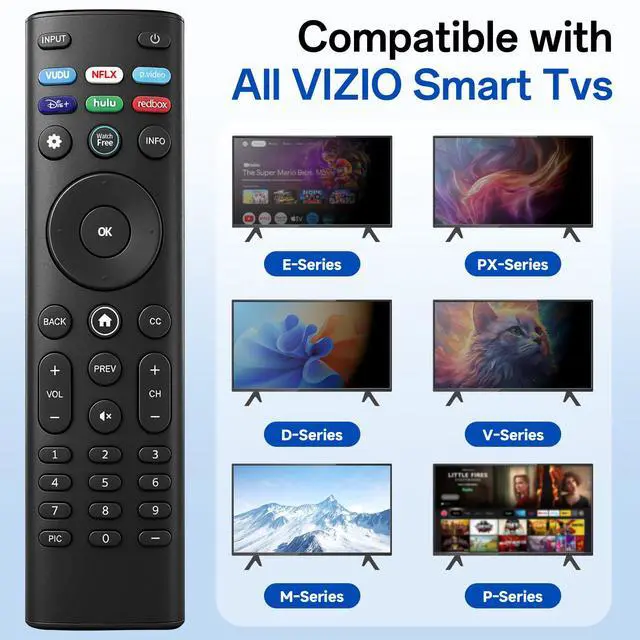 Alt view image 2 of 7 - Replacement for VIZIO Smart TV Remote, Compatible with All VIZIO Smart TVs | Replacement for XRT136 XRT140 XRT260 XRT270, No Setup Needed, No Programming Required