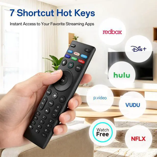 Alt view image 5 of 7 - Replacement for VIZIO Smart TV Remote, Compatible with All VIZIO Smart TVs | Replacement for XRT136 XRT140 XRT260 XRT270, No Setup Needed, No Programming Required