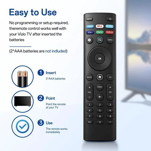 Alt view image 6 of 7 - Replacement for VIZIO Smart TV Remote, Compatible with All VIZIO Smart TVs | Replacement for XRT136 XRT140 XRT260 XRT270, No Setup Needed, No Programming Required