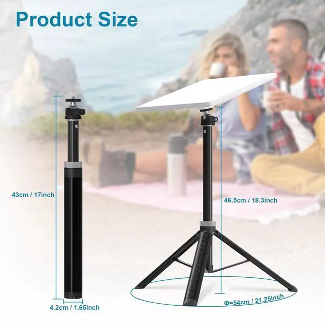 Alt view image 2 of 7 - Starlink Mini Tripod Mount with Adapter, Portable Aluminum Alloy Tripod Stand, 360° Rotat and 90° Tilt Adjustable Head, Lightweight Foldable for Camping, RV, Travel, Compatible with 2024/2025/2026