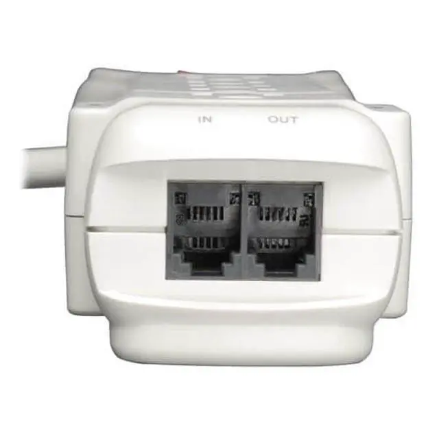 Alt view image 2 of 7 - 7 Outlet Surge Protector Power Strip, 12ft Long Cord, Right-Angle Plug, Fax/Modem Protection, RJ11, $50,000 Insurance (SUPER6TEL12)