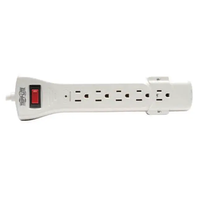 Alt view image 4 of 7 - 7 Outlet Surge Protector Power Strip, 12ft Long Cord, Right-Angle Plug, Fax/Modem Protection, RJ11, $50,000 Insurance (SUPER6TEL12)
