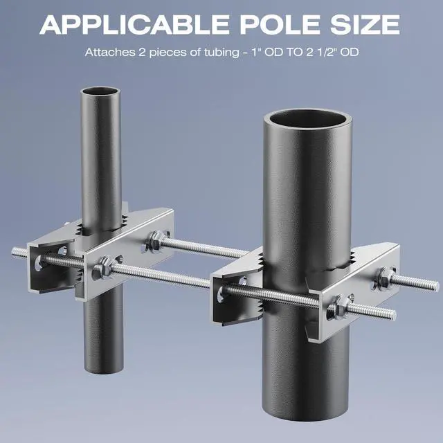 Alt view image 4 of 6 - Heavy Duty Pole to Pole Mount -Stainless Steel - Antenna Mast to Mast Bracket (Antenna Pipe Clamp, 2 Sets Pack)