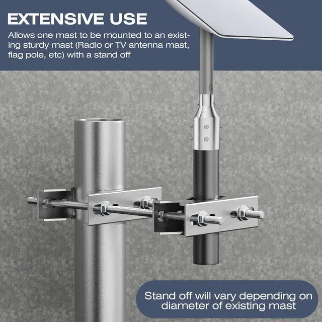 Alt view image 5 of 6 - Heavy Duty Pole to Pole Mount -Stainless Steel - Antenna Mast to Mast Bracket (Antenna Pipe Clamp, 2 Sets Pack)