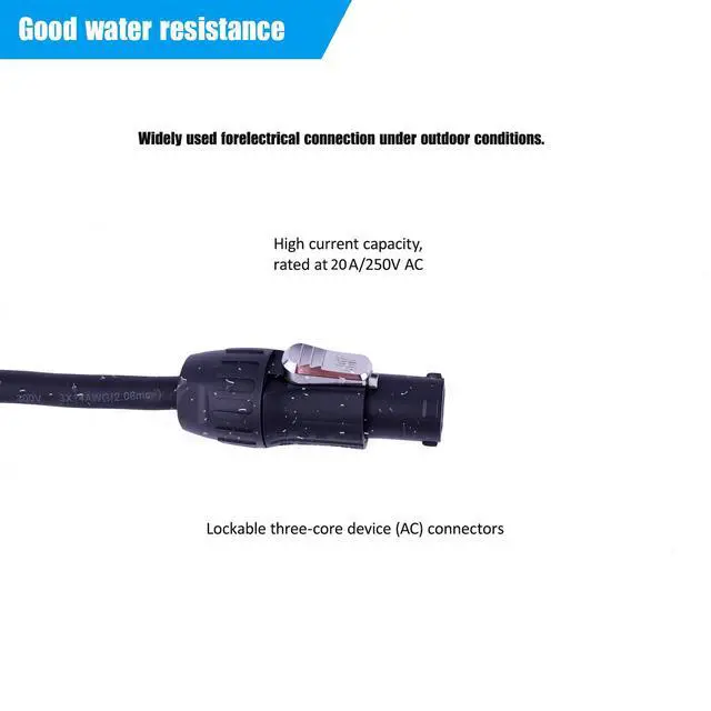 Alt view image 4 of 7 - IP65 Profeesional Hand-Built 14 AWG Male NEMA5-15P to SAC3FX PowerCON True Cable10 Feet
