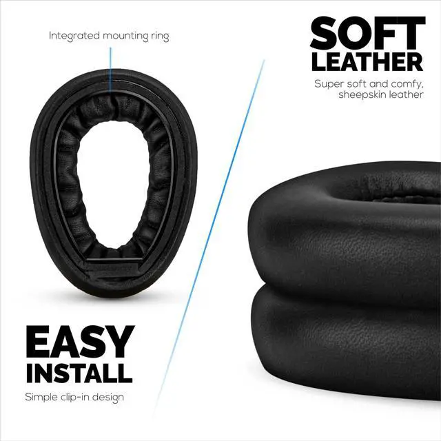 Alt view image 4 of 7 - Sheepskin Leather Earpads for Sennheiser PXC480, PXC550, PXC 550-II, MB660 UC, MB 660 MC Headphones, Soft, Replacement Cushions, Extra Comfort By (Black)