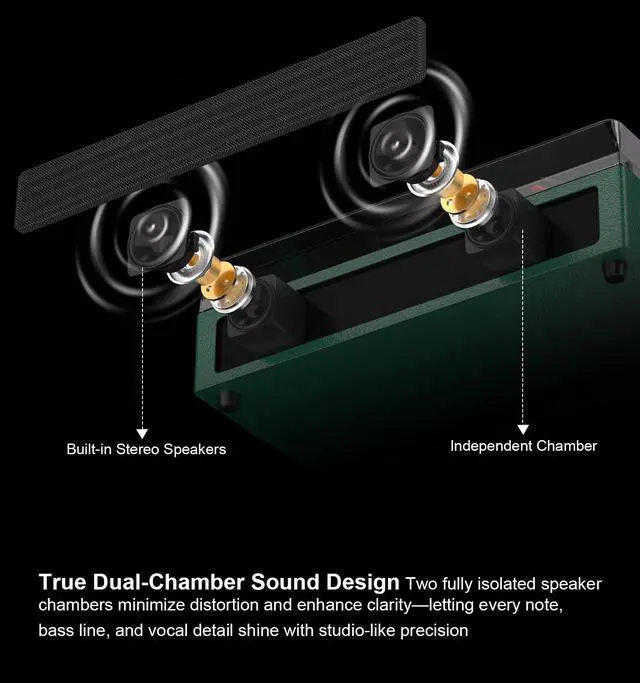 Alt view image 3 of 7 - Green Bluetooth Record Player, 3-Speed Belt Drive Turntable | Customize your sound with bass & treble control, Bluetooth, 3-speed playback, stereo speakers, RCA, AUX and headphone jack