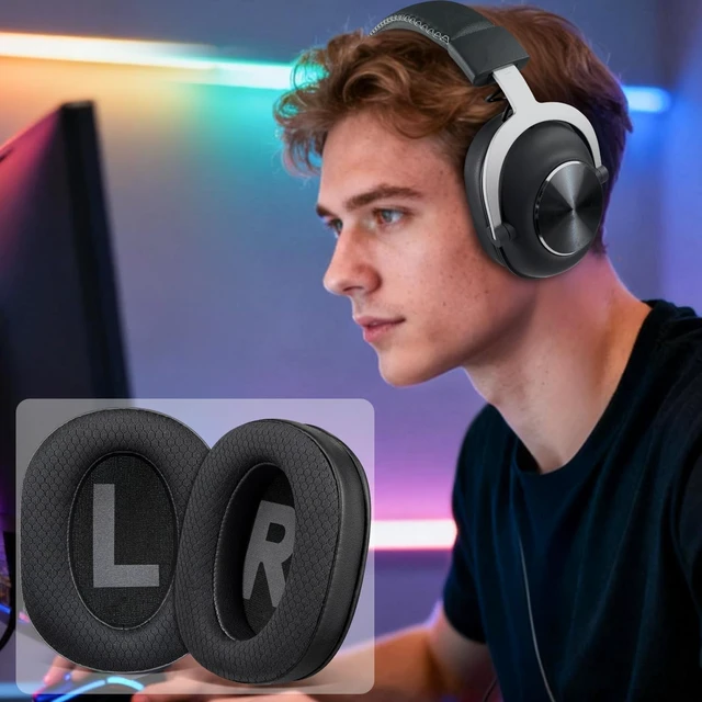 Alt view image 6 of 7 - Mesh Earpads for Logitech G Pro X Headphones - Black for G Pro, G Pro X(1/2/SE) Headphones