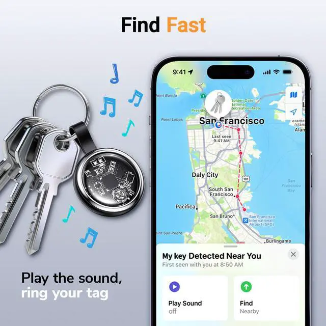 Alt view image 5 of 6 - 2026 New Air Tracker Tags-4 Pack Compatible with Apple Find My (iOS Only), Bluetooth Tracker Smart Tag Waterproof Key Finder Item Locator for Keys, Wallet, Luggage, Pet