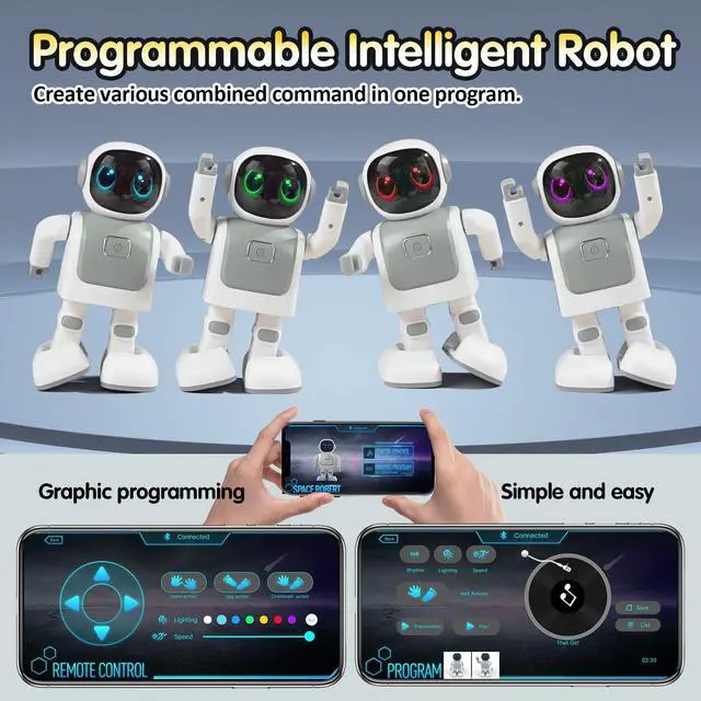 Alt view image 2 of 7 - Dancing Robot Speaker Toys for Kids & Adults, Portable Dancing Bluetooth Speaker with LED Lights, Intimate Companion, Programmable Interactive Robot Toys with iOS & Android APP Remote