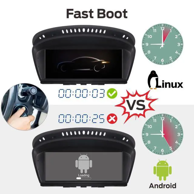 Alt view image 2 of 7 - Fast Boot Linux Car Stereo Compatible with BMW 3/5 Series E60 E61 E63 E64 E90 E91 E92 (2005-2008) CCC iDrive Upgrade | Bluetooth/Wireless CarPlay/Android Auto | Retains OEM Controls