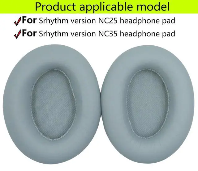 Alt view image 2 of 5 - Replacement Ear Pads Compatible with Srhythm Version NC35 Mint Green | Also suitable for Srhythm version NC25 Headphone Memory foam/protein leather ear pads and earmuffs