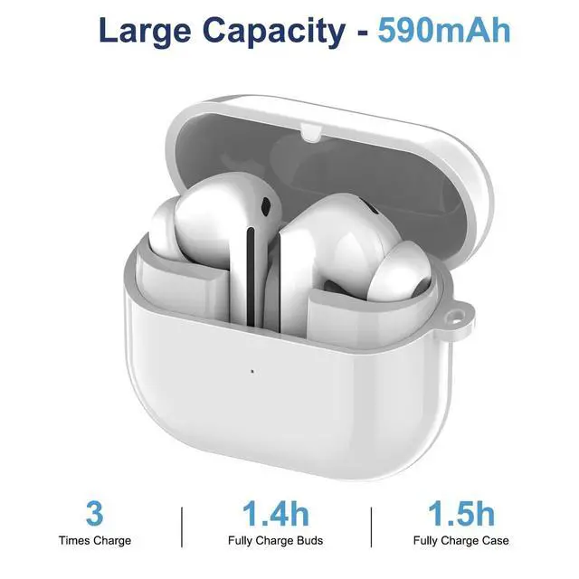 Alt view image 3 of 7 - Charging Case for Samsung Galaxy Buds 3 Pro (SM-R630) AI Earbuds - Replacement Charger Case Cover, 590mAh (White)
