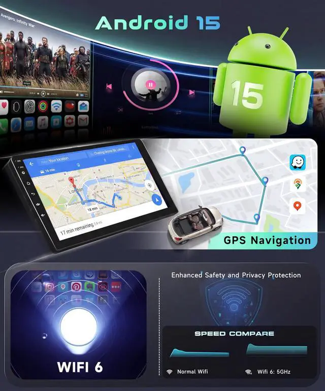 Alt view image 5 of 7 - Snapdragon 8 Core 4GB+64GB 5/6Ghz WiFi for Ford Transit 2013-2019 Car Stereo with Android 15 Radio 9 Inch 1280 * 720 IPS Touchscreen Carplay/Android Auto GPS FM/RDS SWC Camera