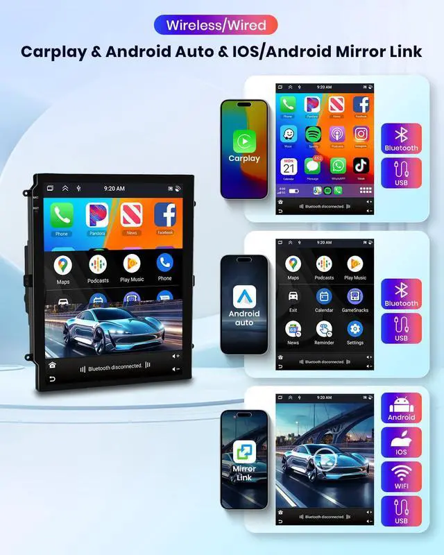 Alt view image 2 of 7 - 4G+64G Android Car Radio for Ford Focus 2012-2018, Car Stereo Wireless Carplay Android auto GPS 5G-WiFi Mirror Link 9.7 Touchscreen Bluetooth 5.0 FM/RDS SWC + Backup Camera