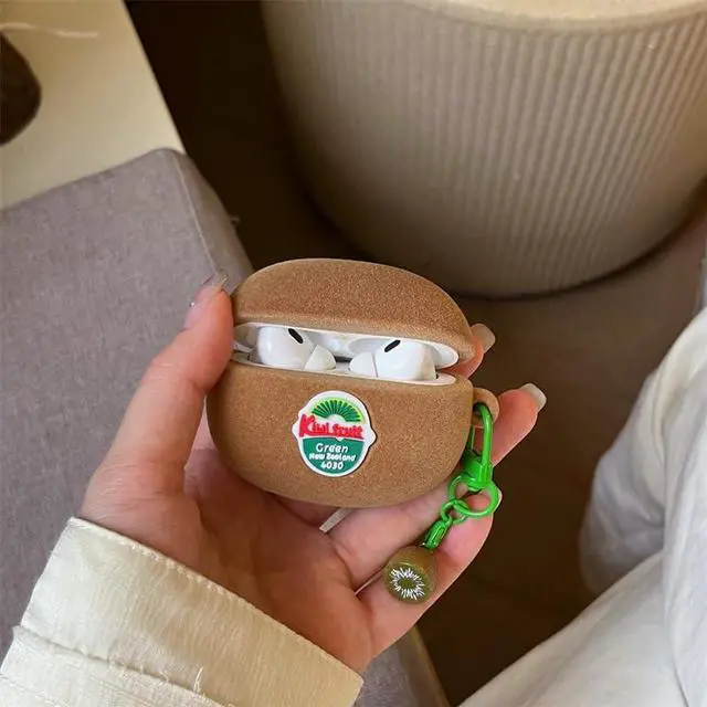 Alt view image 6 of 7 - for AirPods Pro 3(2025) Case Creative Cool Summer Fruit Theme Protective Cover,Fun Realistic Artificial Fruit Soft TPU Silicone Earbud Skin Compatible with AirPods Pro 3+Keychain -Kiwi