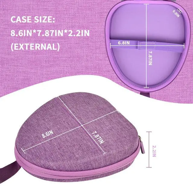 Alt view image 3 of 7 - Hard Shell Headphone Case with Secure Strap and Cable Pocket, Purple | for JLab/for JBL Tune 510BT 720BT 770NC 520BT/ for Sony WH-CH520 WH-CH720N/ for BERIBES/for Soundcore Q20i Over-Ear Headphone
