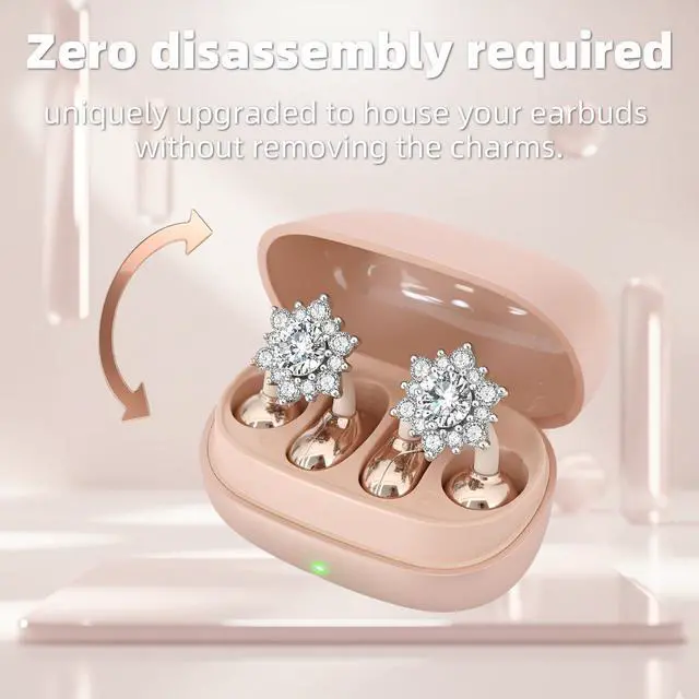 Alt view image 3 of 7 - Clip On Earbuds Jewelry, Open Ear Headphones Wireless Bluetooth Earring Clip-On Headphones, Fit Ears Cuff Headphones for Women, Jewelry Earring Earbuds for Work, Run & Sleep