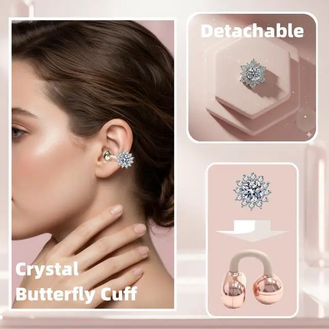Alt view image 2 of 7 - Clip On Earbuds Jewelry, Open Ear Headphones Wireless Bluetooth Earring Clip-On Headphones, Fit Ears Cuff Headphones for Women, Jewelry Earring Earbuds for Work, Run & Sleep