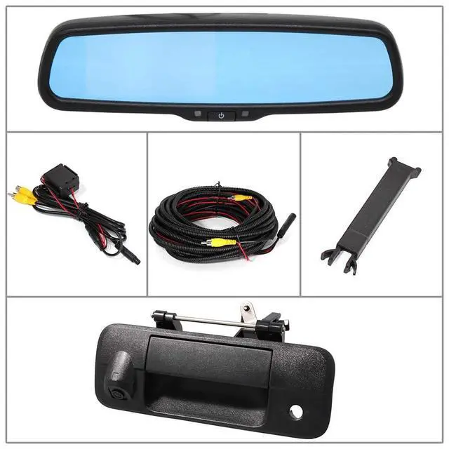 Alt view image 7 of 7 - for Toyota Tundra 2007-2014 4.3" Rear View Mirror Monitor with Tailgate Handle Backup Camera Kit Parking Waterproof CCD Reverse Reversing Night Vision Car Safety Backing Auto Cameras