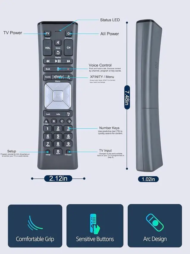 Alt view image 7 of 7 - Replacement XR11 Voice Remote Control for Comcast/Xfinity XR11 Premium Voice Activated Cable TV Backlit New Remote Control